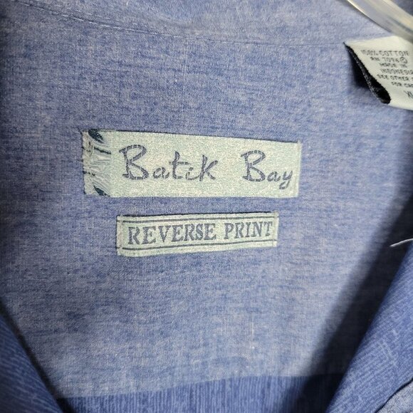 Batik Bay Men's XL Blue Floral Short Sleeve Button Front Cotton Hawaiian Shirt - Picture 3 of 9